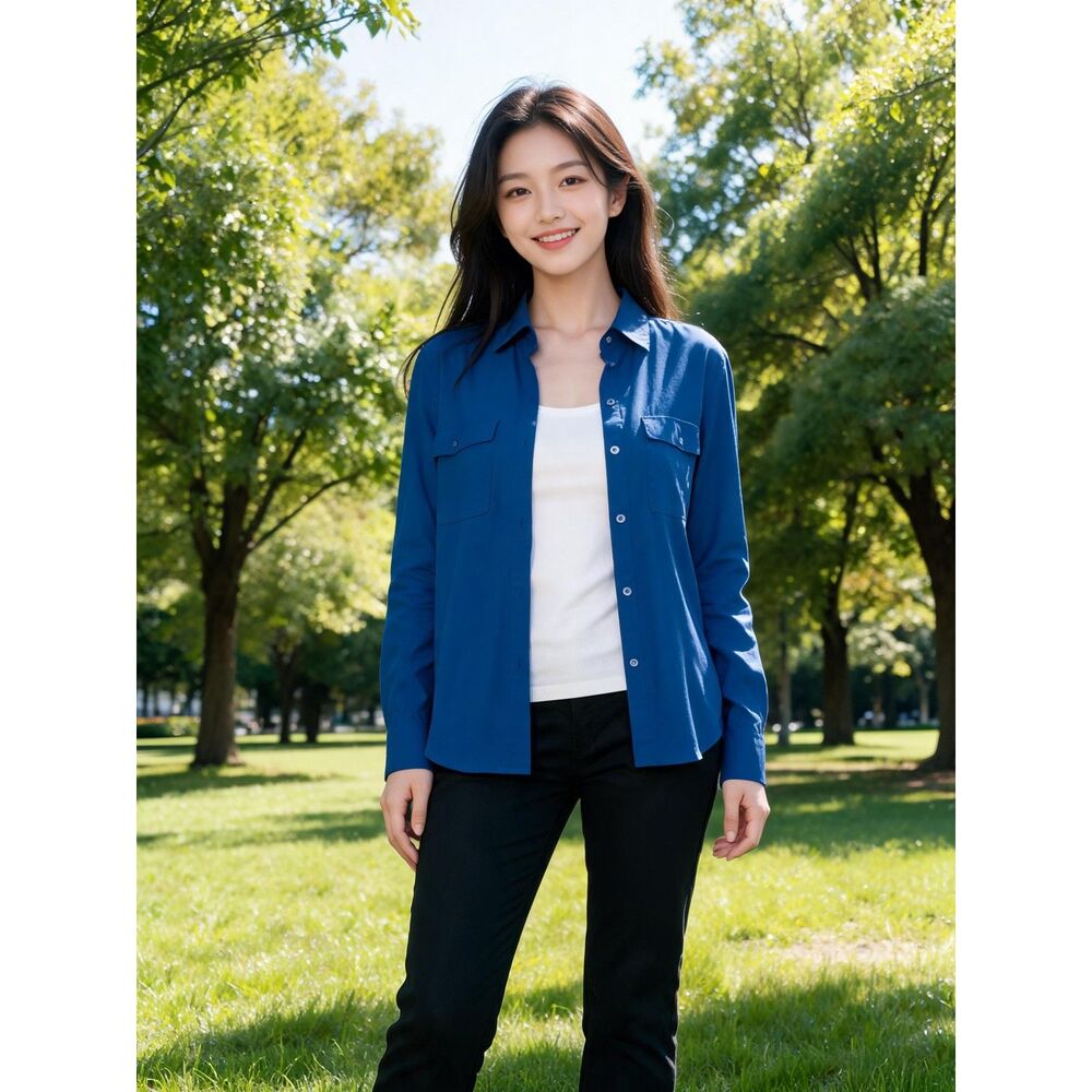 Express Royal Blue Button-Up Blouse  Size S/P